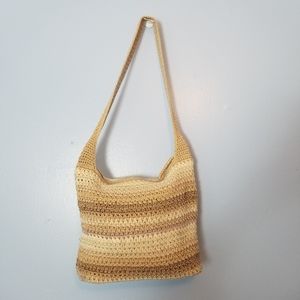 The Sak Beige Variegated Crochet Lrg Hobo Handbag